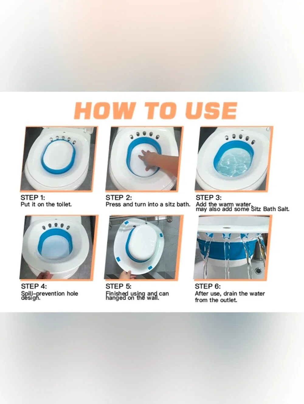 New Collapsible Sitz Bath for Toilet Seat